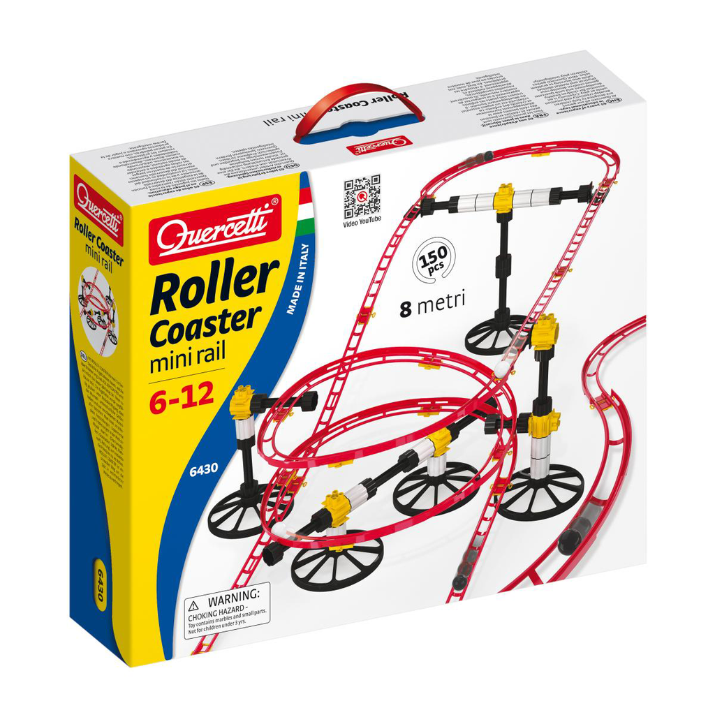 Quercetti | Skyrail Roller Coaster Mini Rail Marble Run  - 150 Pieces - STEAM Kids 