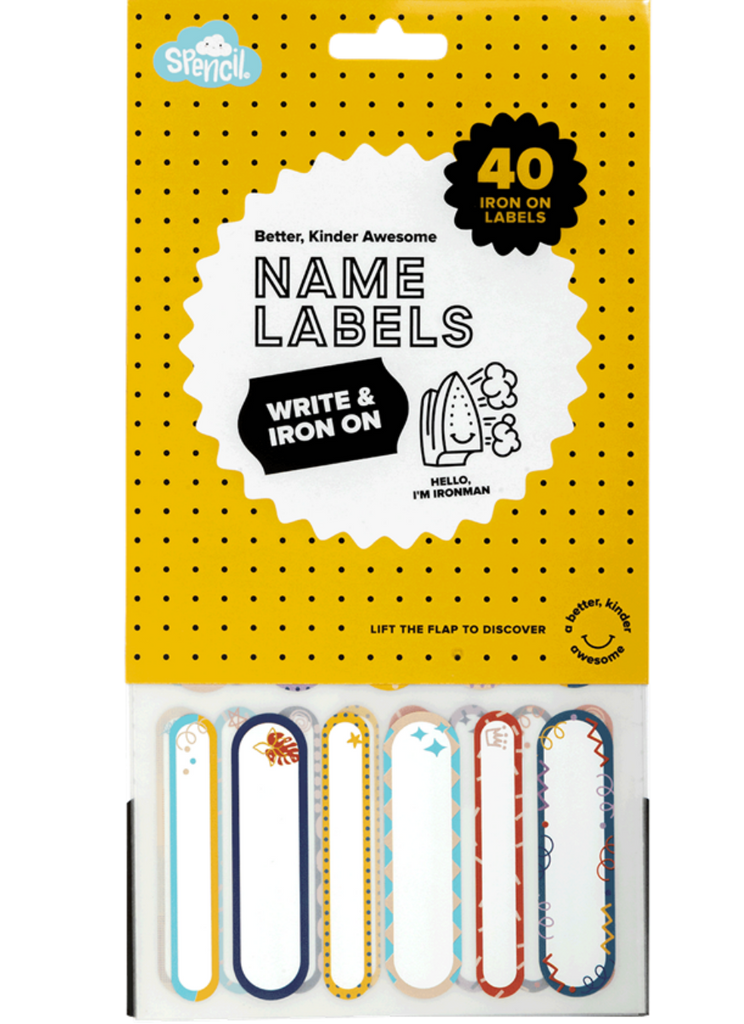 Iron on Name Labels | Multicolour 40pcs | Spencil - STEAM Kids 