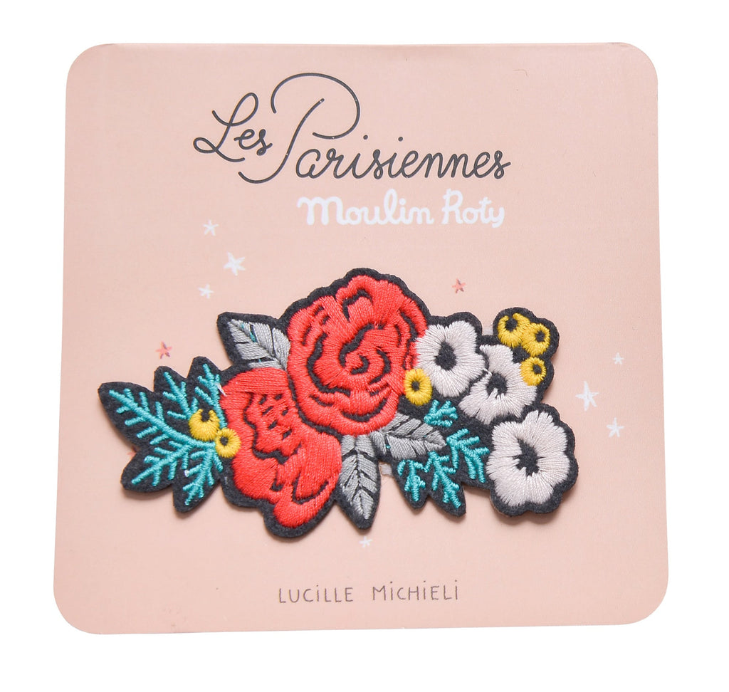 Les parisiennes | Embroidered iron-on patch | Moulin Roty | Flowers - STEAM Kids 