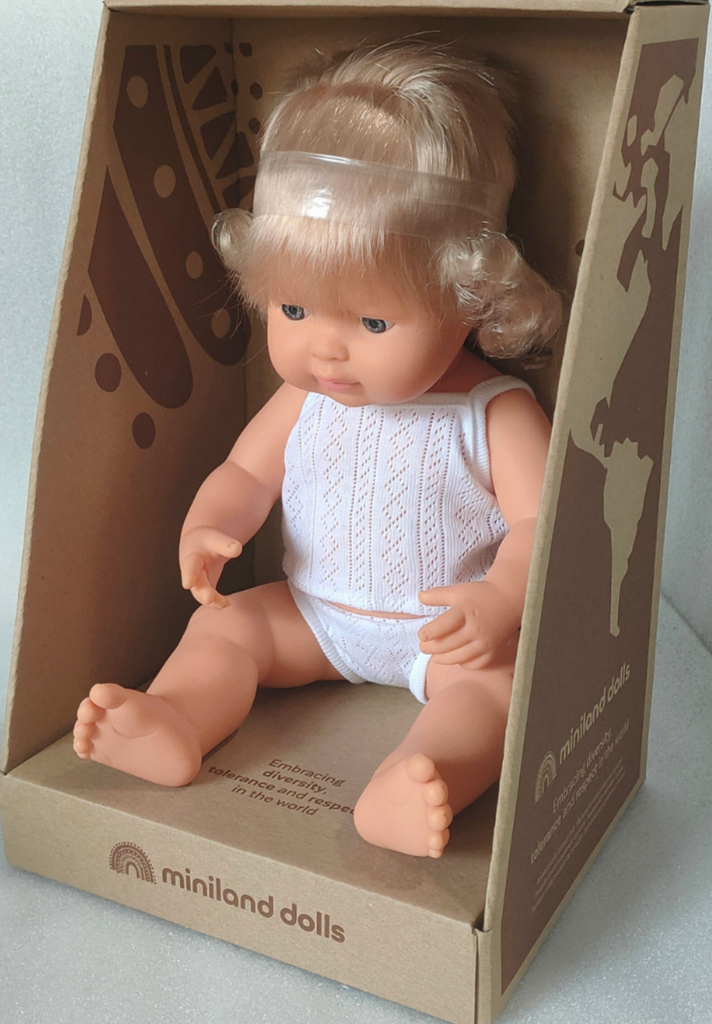 Miniland Doll Anatomically Correct Baby | Caucasian Blonde Girl, 38 cm - STEAM Kids 
