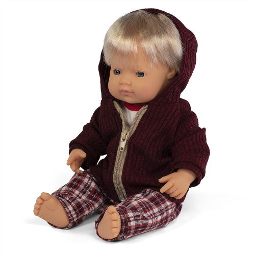 Miniland Doll - Anatomically Correct doll 38cm, Caucasian Boy with Outfit in Box - STEAM Kids Brisbane