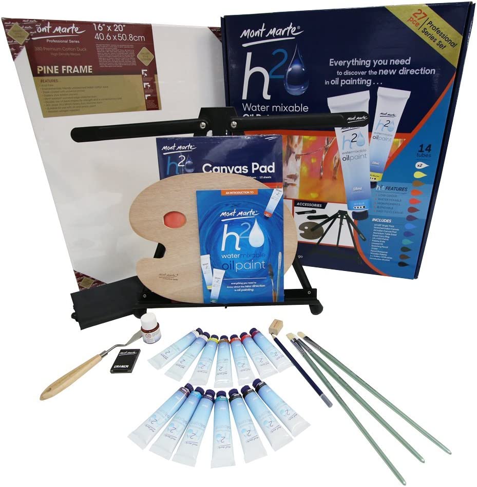 H2O Water Mixable Oil Painting Set - 27pc Professional Series Set | Mont Marte - STEAM Kids Brisbane