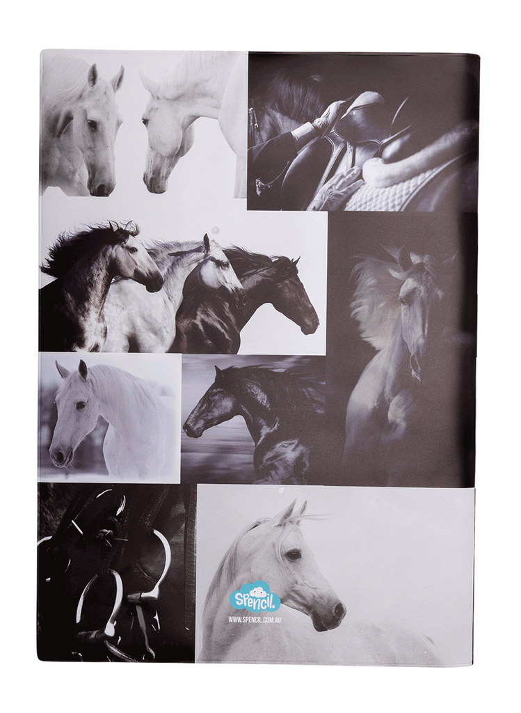 Spencil Scrapbook Cover - Black & White Horses 4 - STEAM Kids 