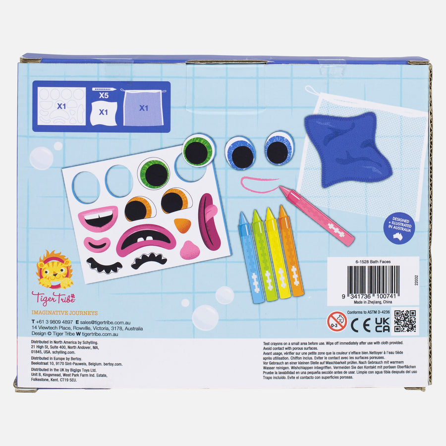 Bath Faces - Crayon and Bath Sticker Set | Tiger Tribe - STEAM Kids Brisbane