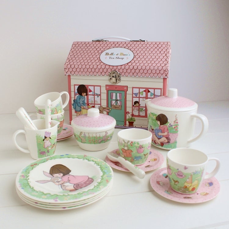 Belle & Boo Birthday Surprise | 19 Piece Tea Set and Carry Case - STEAM Kids 
