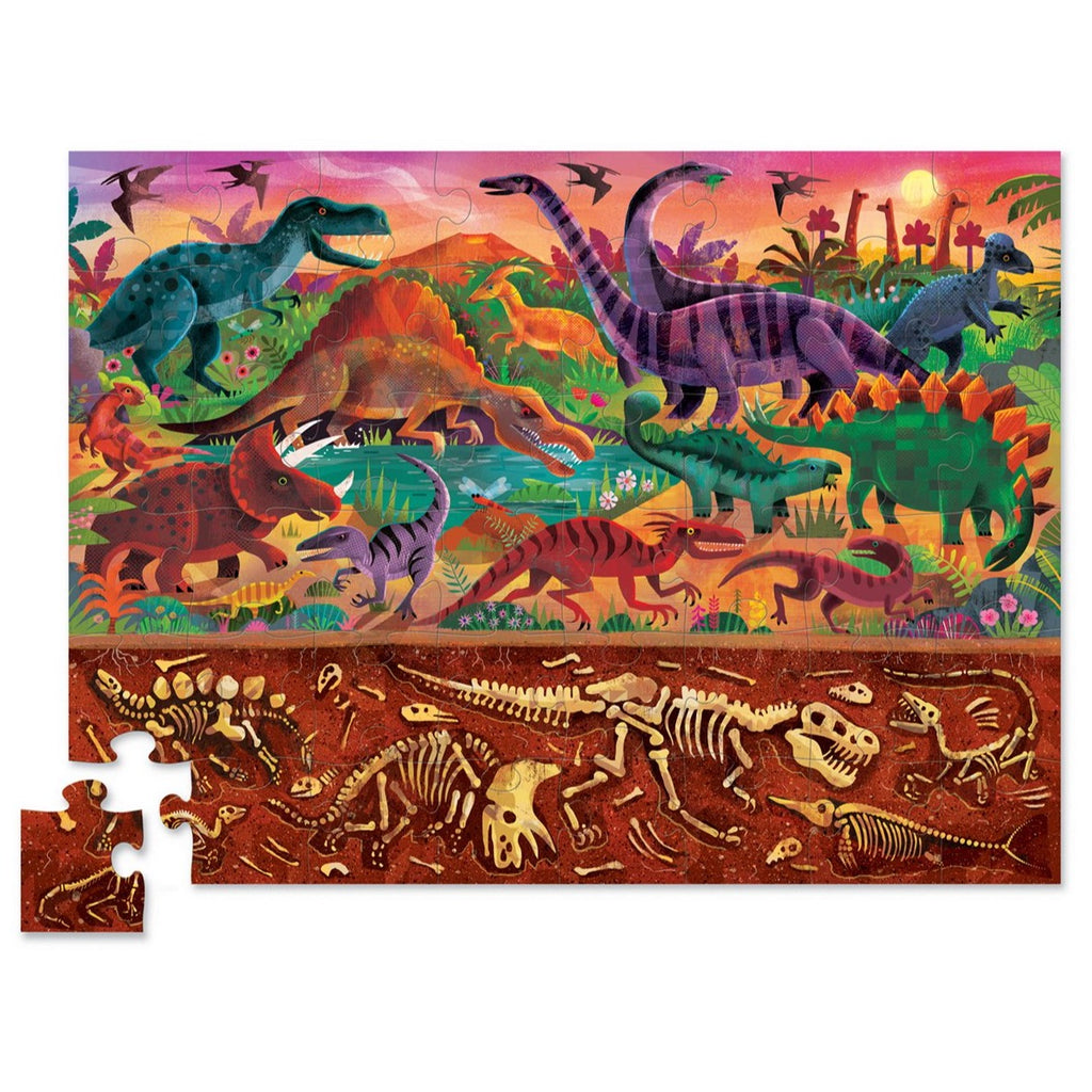 Crocodile Creek - Above and Below 48 piece Floor Puzzle - Dinosaur World - STEAM Kids 