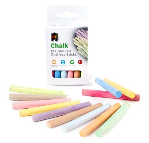Educational Colours Dustless Chalk Sticks Pack of 12 - STEAM Kids Brisbane