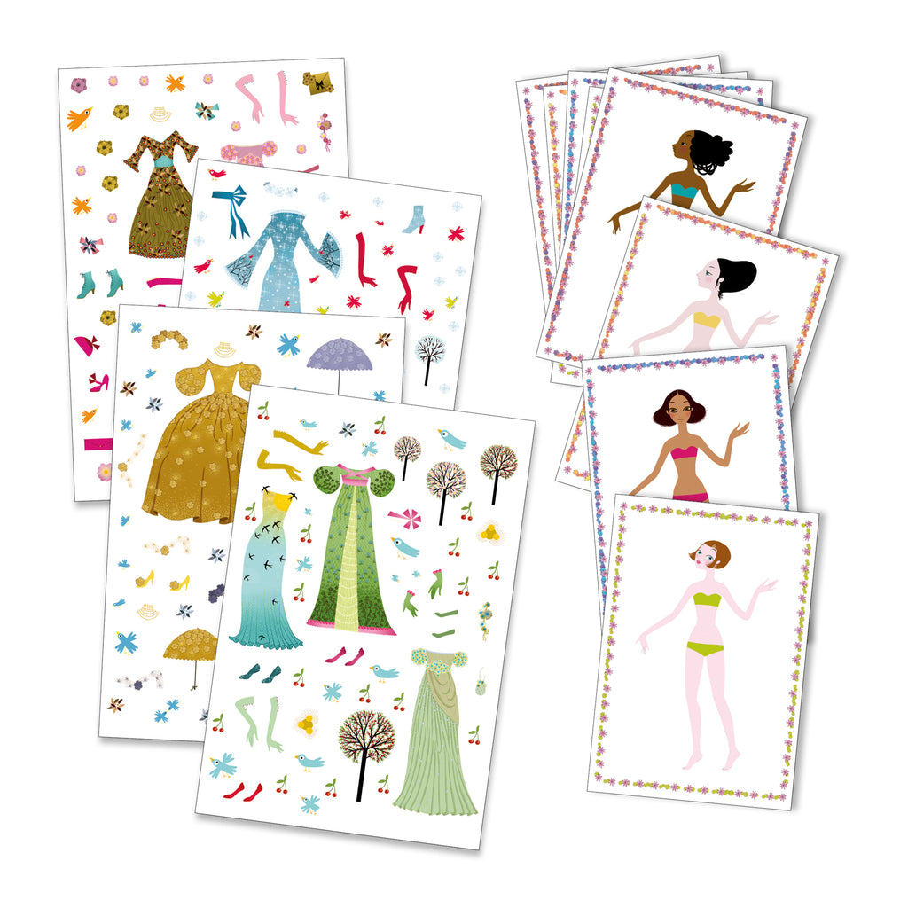 Djeco Paper Dolls and Stickers Dresses Through the Seasons - STEAM Kids 