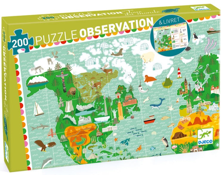 Djeco Around the World 200 Piece Puzzle and Booklet - STEAM Kids Brisbane