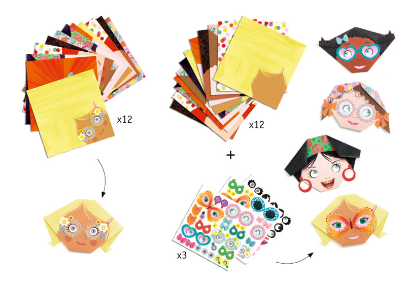 Djeco Pretty Faces Origami - STEAM Kids Brisbane