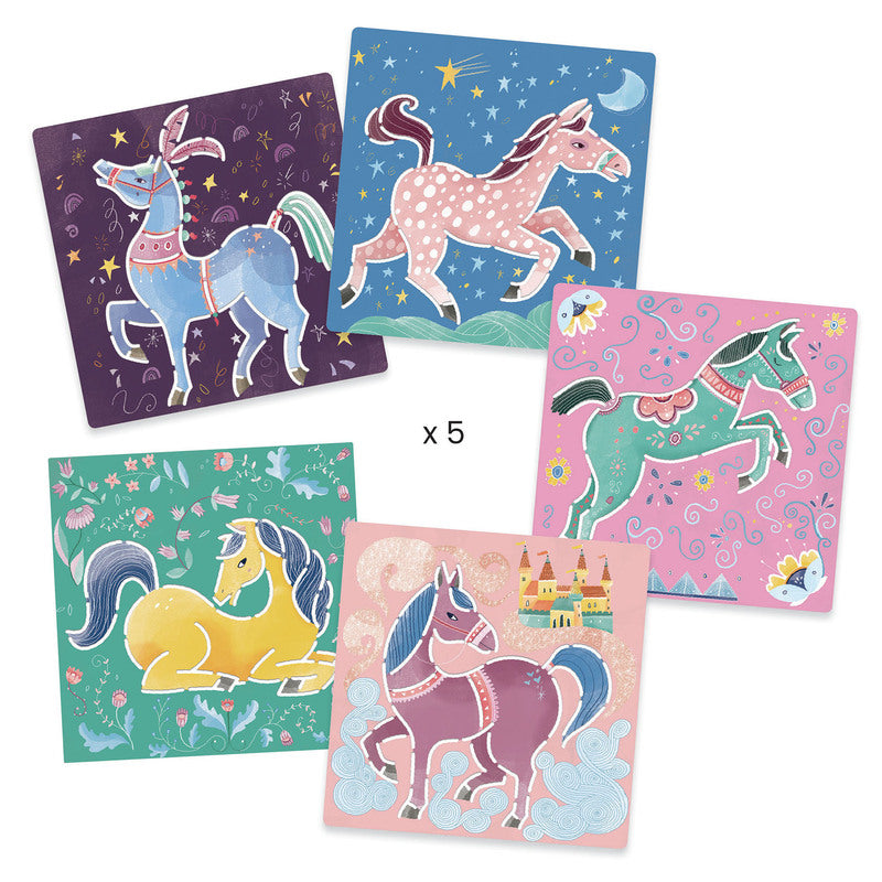 Horses Stencil Pack of 5 | Horses Stencils | Djeco - STEAM Kids 