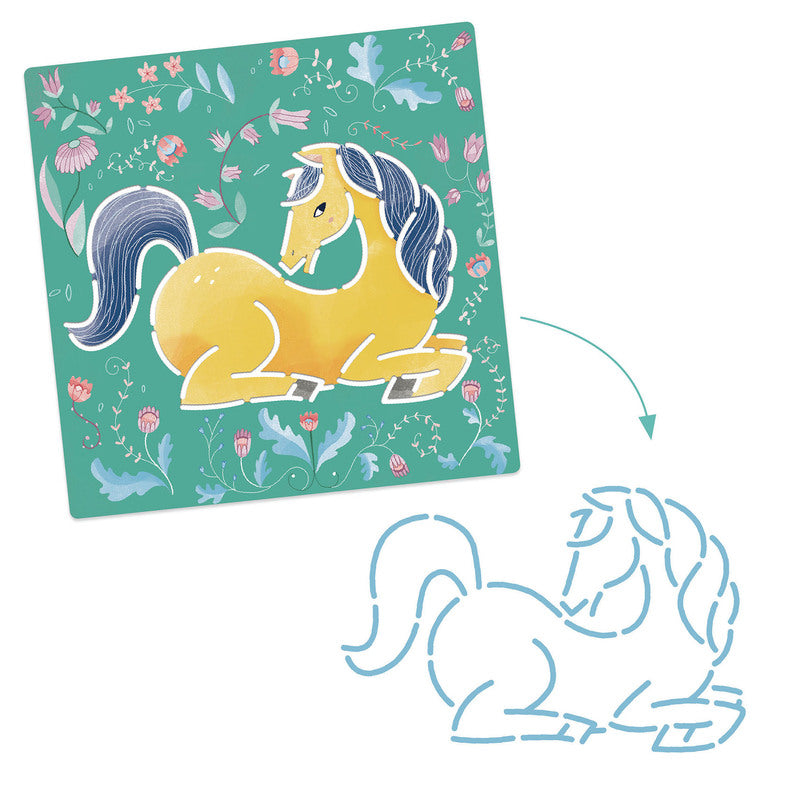 Horses Stencil Pack of 5 | Horses Stencils | Djeco - STEAM Kids 