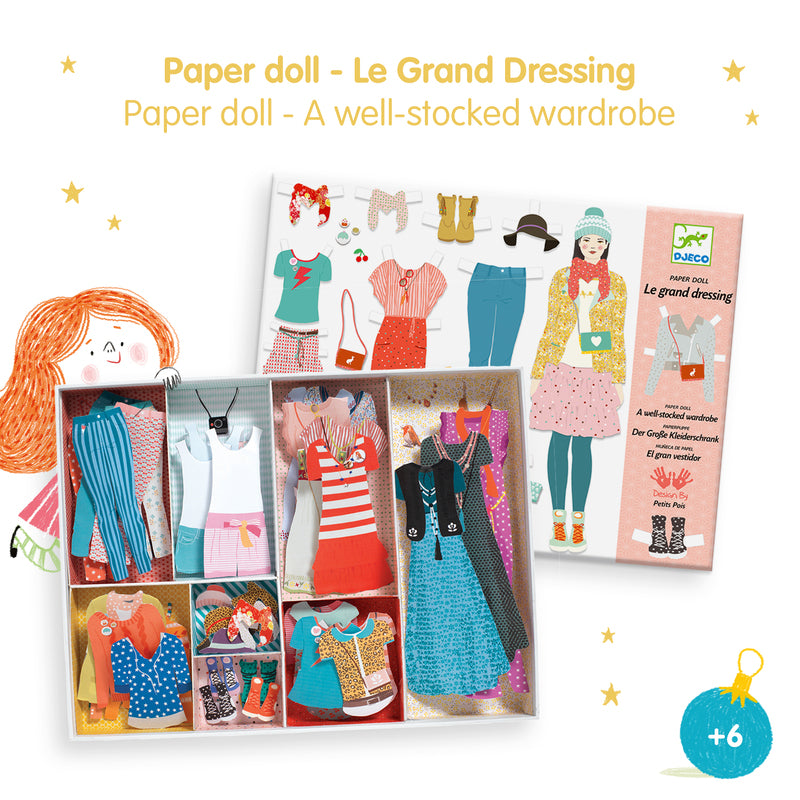 One Big Dressing Room | A Well Stocked Wardrobe. Paper Doll | Djeco - STEAM Kids Brisbane