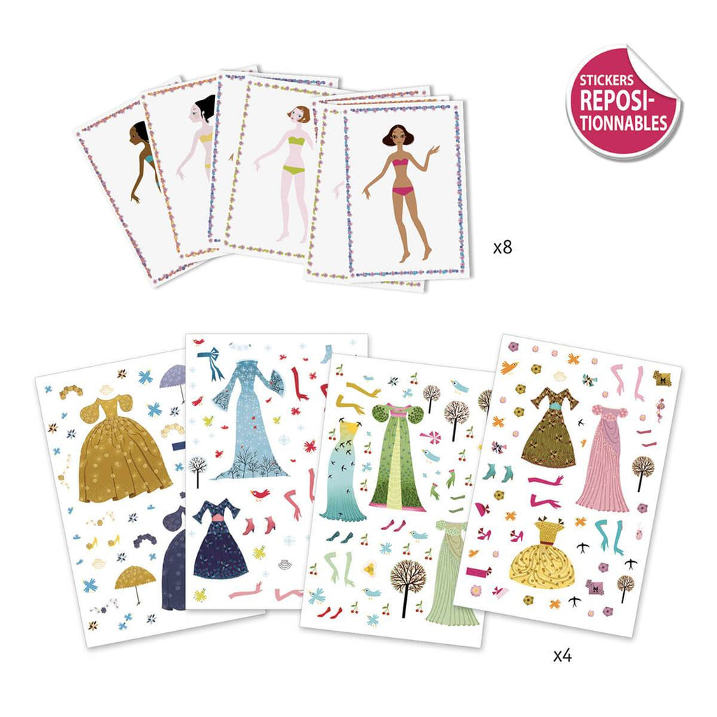 Djeco Paper Dolls and Stickers Dresses Through the Seasons - STEAM Kids 