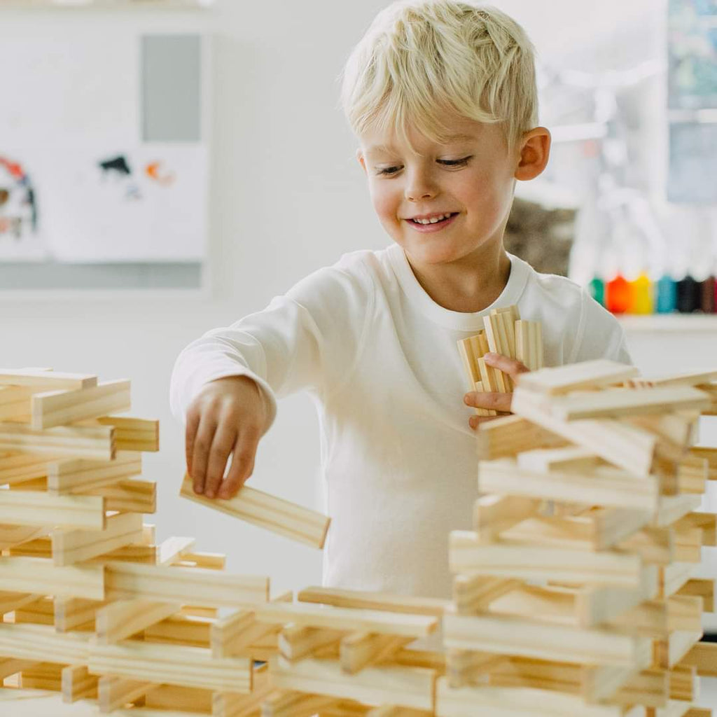 Micki | Wooden Block Building Beams | 200 Pieces - STEAM Kids Brisbane