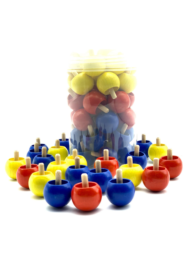 Wooden Flip-over Tops | Tub of 42 Roly-poly top 30 mm -Made in Austria- - STEAM Kids 