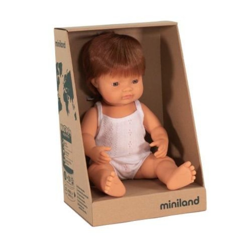 Miniland 38cm Anatomically Correct Doll - Caucasian Boy Red Head - STEAM Kids Brisbane