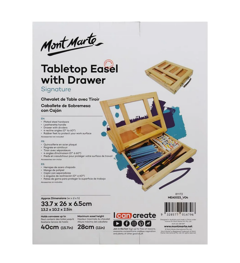 Table Easel with Drawer - Pine Wood | Mont Marte - STEAM Kids Brisbane
