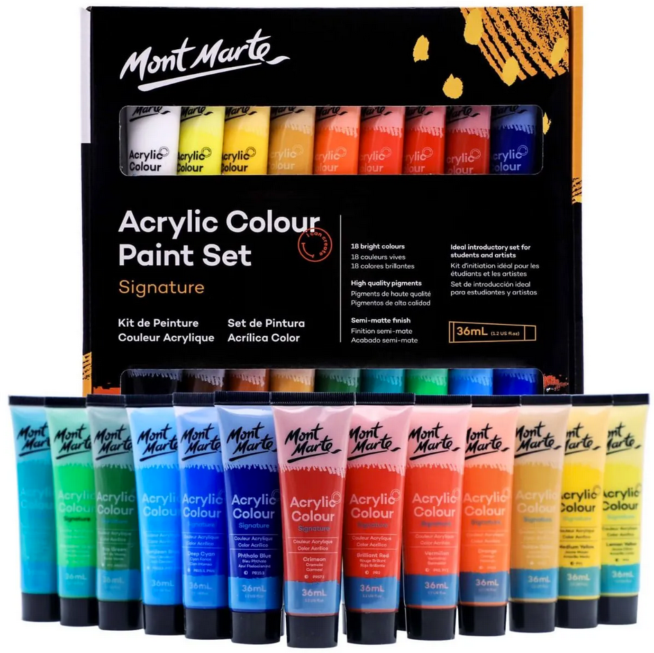 Mont Marte Acrylic Colour Paint Set 18pc x 36ml - STEAM Kids Brisbane