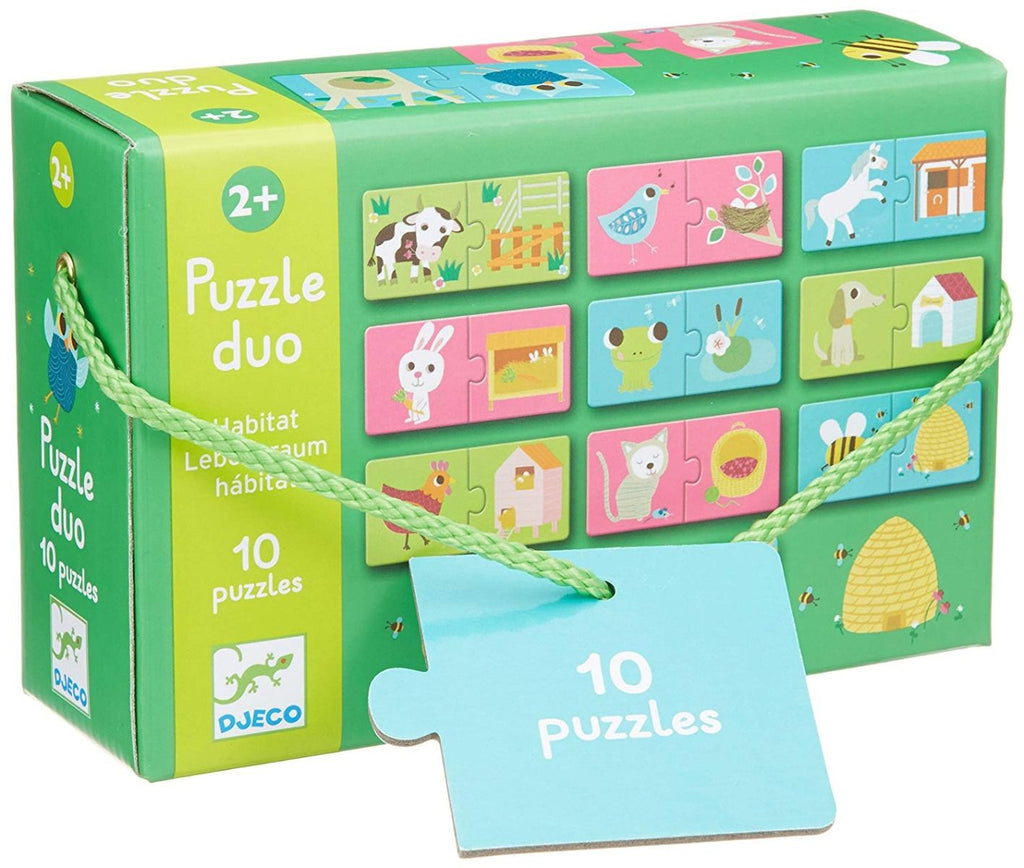 Djeco Puzzle Duo Habitat 10 x 2 Piece Puzzles | 20 Pieces || - STEAM Kids 