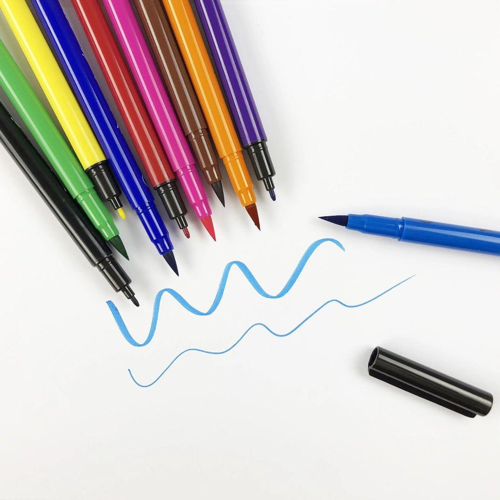 10 Double Felt Tip Brush Pens | Classic Colours | Djeco - STEAM Kids 