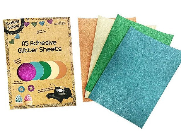 A5 Adhesive Glitter Sheets - 5 Sheets, Pink and Bright Colours | Krafters Korner - STEAM Kids Brisbane