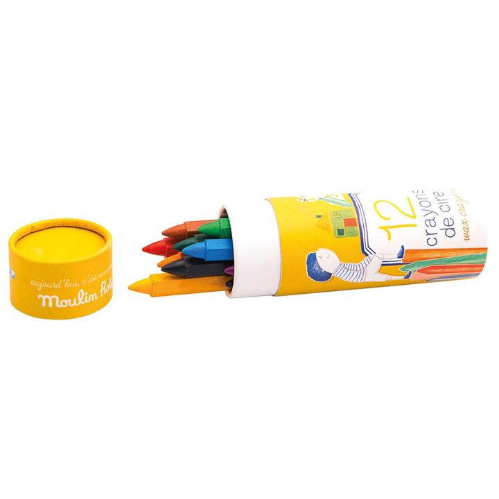Moulin Roty | 12 Wax Crayons - STEAM Kids 