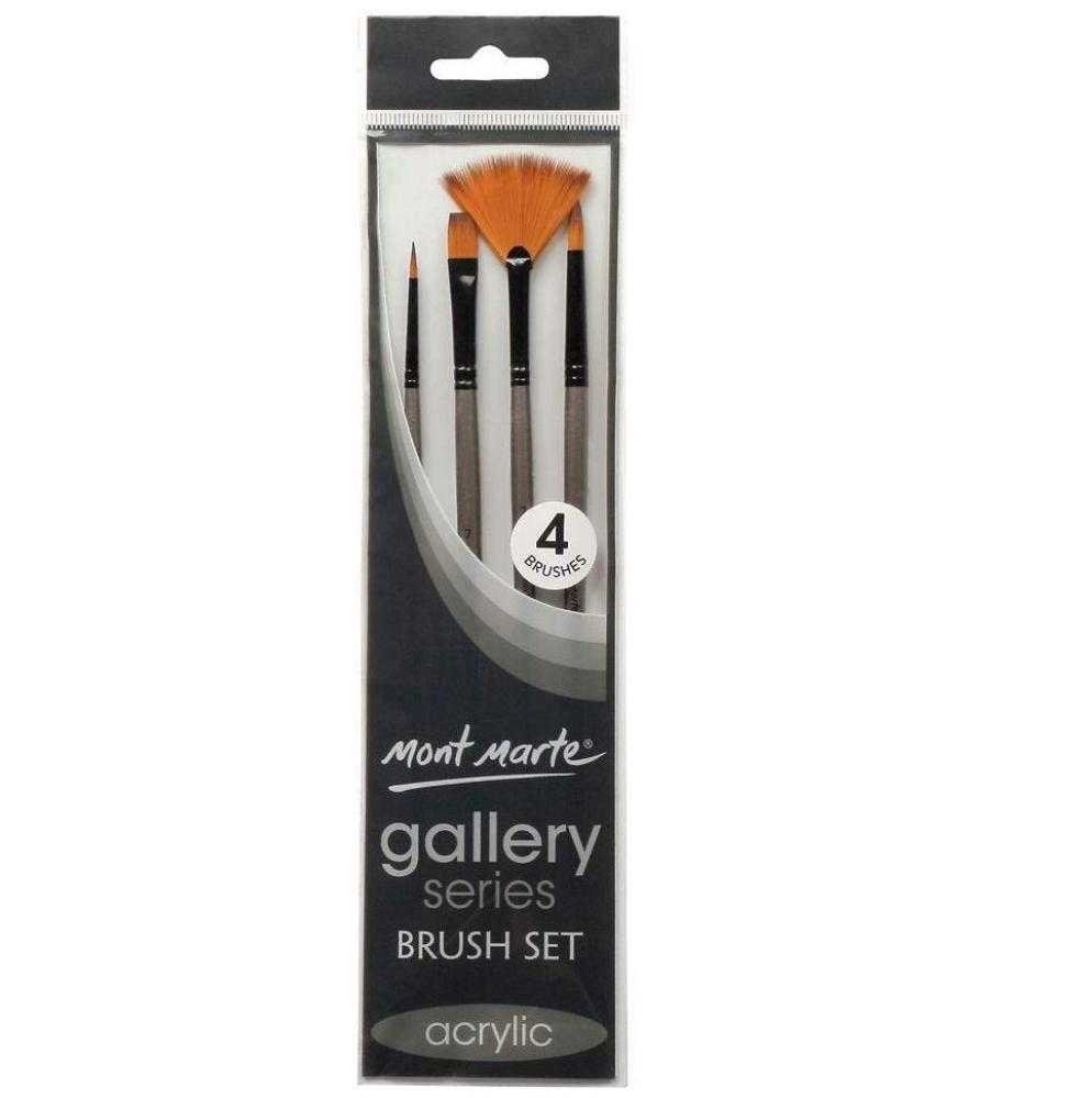 Mont Marte | Galery Series Brush Set | 4 Acrylic Brushes - STEAM Kids 