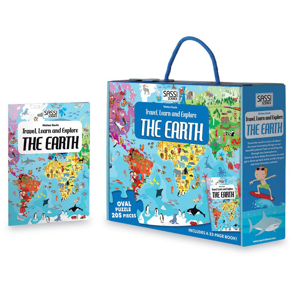 Sassi Travel Learn and Explore the Earth Book and Puzzle - STEAM Kids 